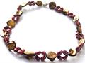 Genuine 17 Inch Red Pearl and Gold Mother of Pearl Shell Necklace