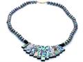 16 Inch Genuine Black Pearl and Mother of Pearl Abalone Shell Necklace