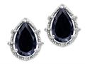 Tommaso Design™ Pear Shape 10x7mm Genuine Black Sapphire and Diamond Earrings