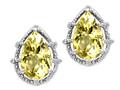 Tommaso Design™ Pear Shape 10x7mm Genuine Lemon Quartz and Diamond Earrings