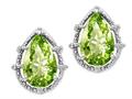 Tommaso Design™ Pear Shape 10x7mm Genuine Peridot and Diamond Earrings