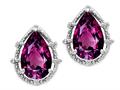 Tommaso Design™ Pear Shape 10x7mm Genuine Rhodolite and Diamond Earrings