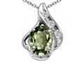 Tommaso Design™ Oval 7x5mm Genuine Green Sapphire and Diamond Pendant