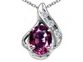 Tommaso Design™ Oval 7x5mm Genuine Rhodolite and Diamond Pendant