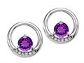 Tommaso Design™ Round 5 mm Genuine Amethyst and Diamond Earrings