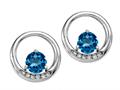Tommaso Design™ Round 5 mm Genuine Blue Topaz and Diamond Earrings