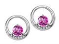 Tommaso Design™ Round 5mm Simulated Pink Topaz And Diamond Earrings
