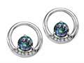 Tommaso Design™ Round 5 mm Rainbow Mystic Topaz and Diamond Earrings