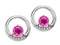 Tommaso Design™ Round 5 mm Genuine Pink Tourmaline and Diamond Earrings