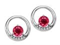 Tommaso Design™ Genuine Round Ruby and Diamond Earrings