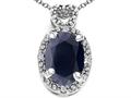 Tommaso Design™ Oval 8x6mm Genuine Black Sapphire and Diamond Pendant