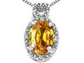 Tommaso Design™ Oval 8x6mm Genuine Citrine and Diamond Pendant