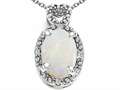 Tommaso Design™ Oval 8x6mm Genuine Opal and Diamond Pendant