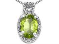 Tommaso Design™ Oval 8x6mm Genuine Peridot and Diamond Pendant