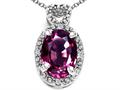 Tommaso Design™ Oval 8x6mm Genuine Rhodolite and Diamond Pendant