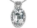 Tommaso Design™ Oval 8x6mm Genuine White Topaz and Diamond Pendant