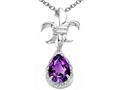 Tommaso Design™ Pear Shape 8x6mm Genuine Amethyst and Diamond Pendant
