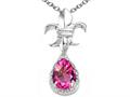 Tommaso Design™ Pear Shape 8x6mm Simulated Pink Topaz And Diamond Pendant