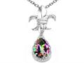 Tommaso Design™ Pear Shape 8x6mm Mystic Rainbow Topaz and Diamond Pendant