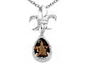 Tommaso Design™ Pear Shape 8x6mm Genuine Smoky Quartz and Diamond Pendant