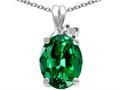 Tommaso Design™ Oval 10x8mm Simulated Emerald And Diamond Pendant