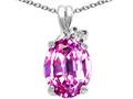 Tommaso Design™ Oval 10x8mm Simulated Pink Tourmaline And Diamond Pendant
