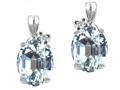 Tommaso Design™ Oval 8x6mm Genuine Aquamarine and Diamond Earrings