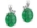 Tommaso Design™ Oval 8x6mm Genuine Emerald and Diamond Earrings