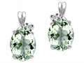 Tommaso Design™ Oval 8x6mm Genuine Green Amethyst and Diamond Earrings