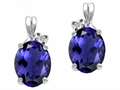 Tommaso Design™ Oval 8x6mm Genuine Iolite and Diamond Earrings