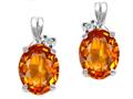 Tommaso Design™ Oval 8x6mm Genuine Orange Sapphire and Diamond Earrings