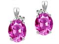 Tommaso Design™ Oval 8x6mm Genuine Pink Tourmaline and Diamond Earrings