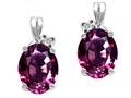 Tommaso Design™ Oval 8x6mm Genuine Rhodolite and Diamond Earrings
