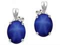 Tommaso Design™ Oval 8x6mm Created Star Sapphire and Diamond Earrings