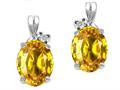 Tommaso Design™ Oval 8x6mm Genuine Yellow Sapphire and Diamond Earrings