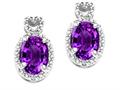 Tommaso Design™ Oval 7x5mm Genuine Amethyst and Diamond Earrings