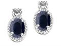 Tommaso Design™ Oval 7x5mm Genuine Black Sapphire and Diamond Earrings