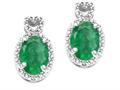 Tommaso Design™ Oval 7x5mm Genuine Emerald and Diamond Earrings