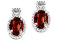 Tommaso Design™ Oval 7x5mm Genuine Garnet and Diamond Earrings