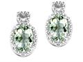 Tommaso Design™ Oval 7x5mm Genuine Green Amethyst and Diamond Earrings