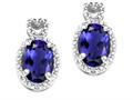 Tommaso Design™ Oval 7x5mm Genuine Iolite and Diamond Earrings