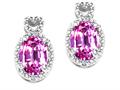 Tommaso Design™ Oval 7x5mm Simulated Pink Tourmaline And Diamond Earrings