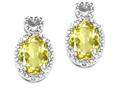 Tommaso Design™ Oval 7x5mm Genuine Lemon Quartz and Diamond Earrings
