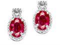 Tommaso Design™ Oval 7x5mm Created Ruby and Diamond Earrings