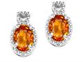 Tommaso Design™ Oval 7x5mm Genuine Orange Sapphire and Diamond Earrings