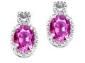 Tommaso Design™ Oval 7x5mm Genuine Pink Tourmaline and Diamond Earrings