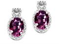 Tommaso Design™ Oval 7x5mm Genuine Rhodolite and Diamond Earrings