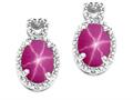 Tommaso Design™ Oval 7x5mm Created Star Ruby and Diamond Earrings