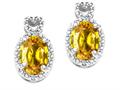 Tommaso Design™ Oval 7x5mm Genuine Yellow Sapphire and Diamond Earrings
