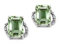 Tommaso Design™ Emerald Cut 8x6mm Genuine Green Amethyst and Diamond Earrings